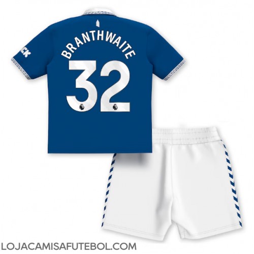 Camisa de Futebol Everton Jarrad Branthwaite #32 Equipamento Principal Infantil 2023-24 Manga Curta (+ Calças curtas)